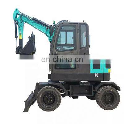 4t mini digger wheel excavator with 0.26m3 bucket capacity