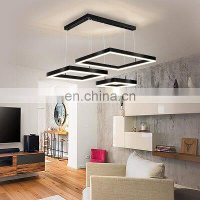 Luxury Modern Remote Control Black Box Living Room Hall Chandelier New Atmospheric Aluminum Chandelier Lights