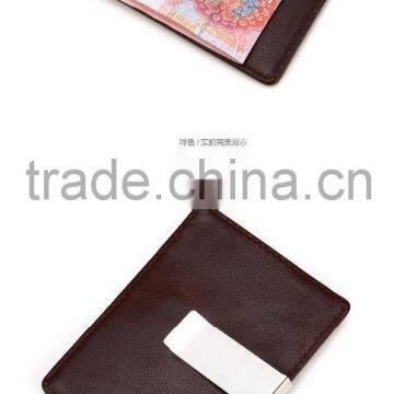 Fashion Design Genuine Leather High Capacity Business Name Credit Card Holder Pocket Wallet With Money Clip photo-3
