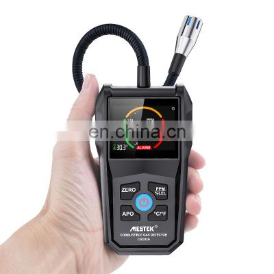 Mestek Leak Gas Detection Handheld 50000 PPM LEL Sound And Display Analog Bar Double Alarm,Flexible Metal Probe Gas Analyzer