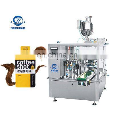 Plastic Packaging Automatic Liquid Coffee Jelly Stand up Pouch Paste Food Grade Filling Sealing Packing Machine