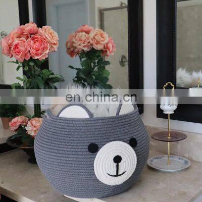 Hot Sale cute bear toy basket for your kids, pet friendly basket with cotton rope Vietnam Supplier