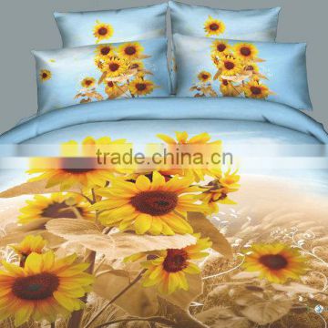 High Quality Cotton 3D printed Sunflower Bedding set, 2014 Latest Design 3D printed Bedding set