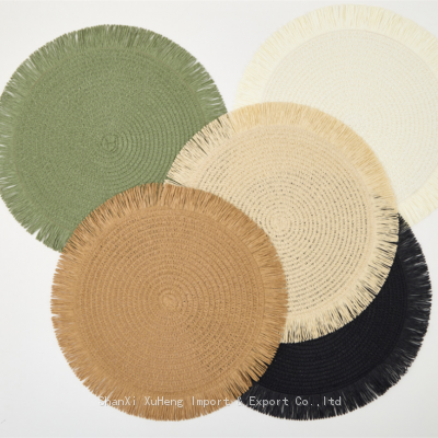 Hand Woven Round Decorative Paper Place Mats Table Mats for Dining Table