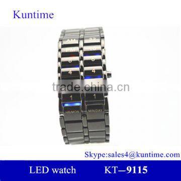 Lava iron samurai blue LED digital bracelet wrist watches for mens gift