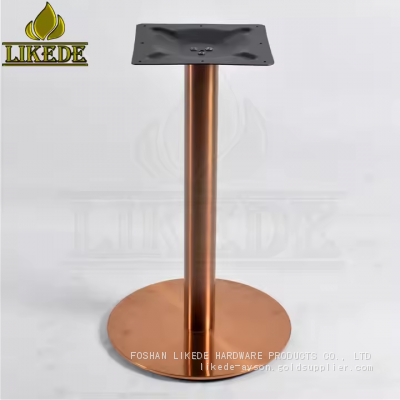 Hot Sale Luxury Round Plate Brushed Rose Gold Stainless Steel Table Base Premium Furniture Legs photo-2