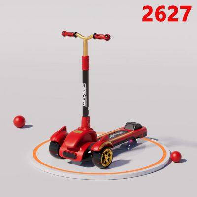 Children's Scooters Children's 3-wheel Music Glowing Folding Toys, Outdoor Sliding Sports, Boys and Girls Kids Kick