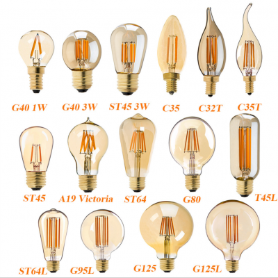 G80/G95/G125 Round Glass LED Lamp Light Bulbs LED Filament Light Bulbs