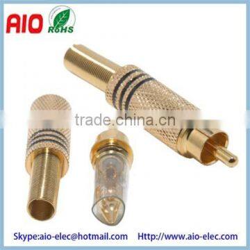 RCA Phone Plug Coaxial Connector - Gold Male - Solder Type