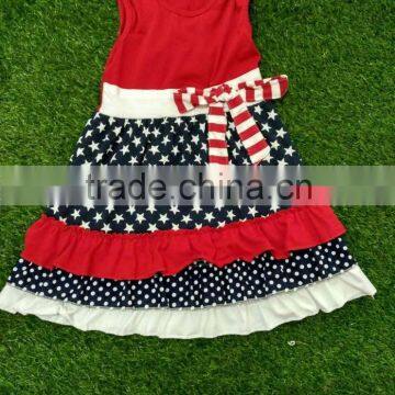 alibaba usa baby girl summer dress July 24 Independence Day Bow ruffles dress