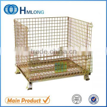 Collapsible metal steel wire mesh warehouse storage containers