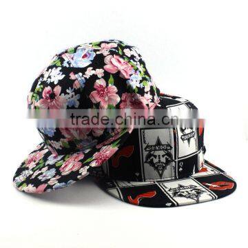 Latest Pattern Charm Flower Printed Unisex Hiphop Flat Cap Wholesale
