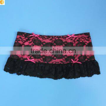 Europe Fuschia Hot Mini Skirt Panty | Pink Black String Bikini photo-4