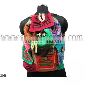 Multicolor fashion accessories durable shoulder backpacks bohemian tribal razor cut tie dye bags