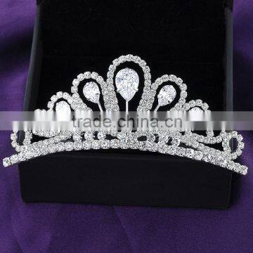 Elegant head jewelry white gold plated crystal imperial crown bridal hair accessories