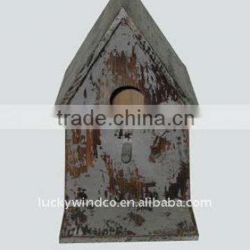 antique shabby chic grey wood bird house