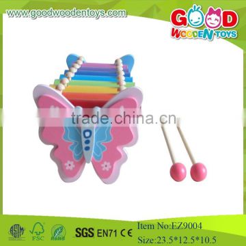 201Hot Selling AndHigh Quality,Popular Colorful butteryfly 8 Xylophone Maracas Toy,Wooden Kids Toys Musical