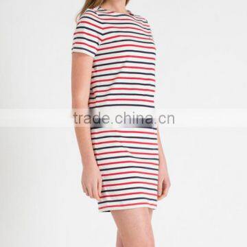 Latest Fashion Round Neck Colorful Designed Stripes/color Pencil Skirt