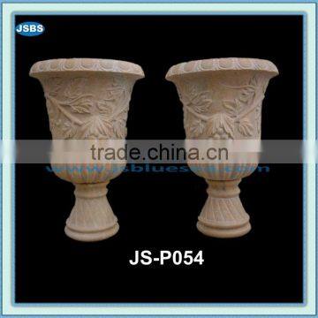 Marble flower pot with grape carving