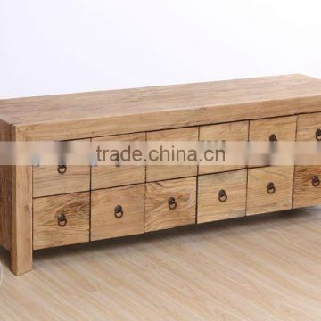 Chinese antique solid wood ten drawer TV cabinet furniture