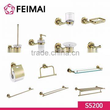 Simple Design Brass Gold Finished Double Tooth Brush Glass Holder photo-4