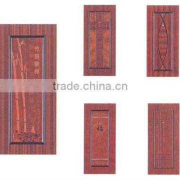 flat PVC laminated metal door with wooden jambe