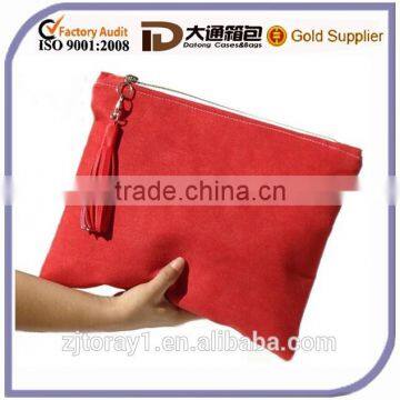 China MANUFACTURE Women Lady Red Large Suede Clutch Bag