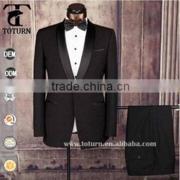 High Quality Perfect 100% wool slim fit black indian wedding txuedo suit for men