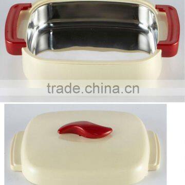 1.5liter rectangular PP casing hot pot with stainless steel liner