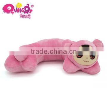 good quality light pink human face U shape pillow