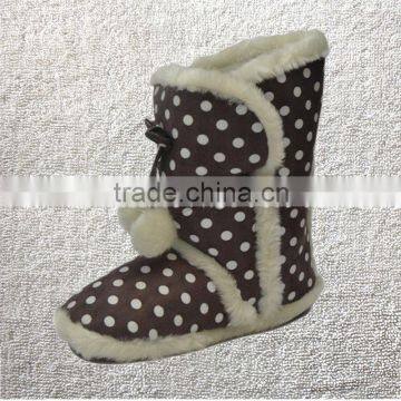 Polka Dot. Microsuede Indoor Snug Boot Slipper for ladies