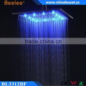 12 Inch Luxurious Bathroom Black Stainless Waterfall LED Light Square Head Shower photo-3