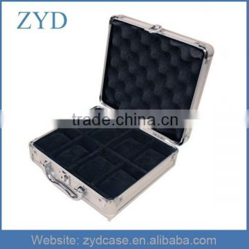 With Compartments Aluminum 8 Watches Suitcase Aluminum Sample Case Handle Great For Safe ZYD-BX110605