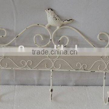 Distressed White Metal Iron Bird Hooks photo-1