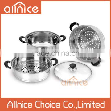 wholesale triply stainless steel casserole/triply cookware with rack/combination steamer pot