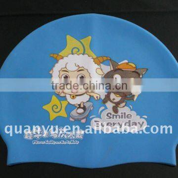 Personalized High quality Durable animal printing 100% Silicone Swimming cap