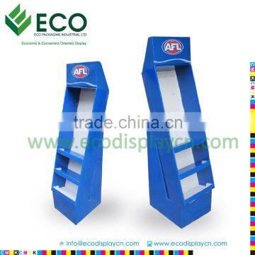 Supermarket POP Retail Floor Display Stand With Hooks, Cardboard Hook Display