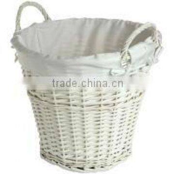 wholesale white wicker storage basket willow laundry basket with fabric liner for homeware