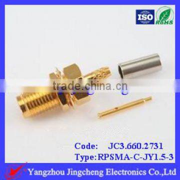 bulkhead RPSMA female body with male pin crimp straight for RG316 cable