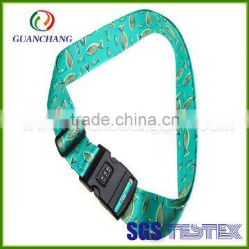 China factory direct sale high quality belt type nylon or polyester material plastic buckle luggage strap with lock