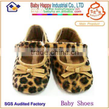 Wholesale top selling fashion leopard baby dress shoes with bownot