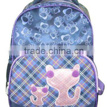 2015 Cute cat design Girls school bags