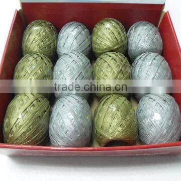 HOT SALE 45M Gold / Silver Metallic Shiny Paper Raffia Ribbon Egg, Shiny Paper Raphia Ribbon Cords