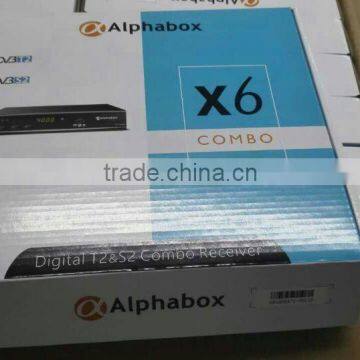 Stocks for 2016 newest Alphabox X6 Combo Auto roll power vu T2&S2 Combo full hd mpeg4 decoder with RF support CCCAM