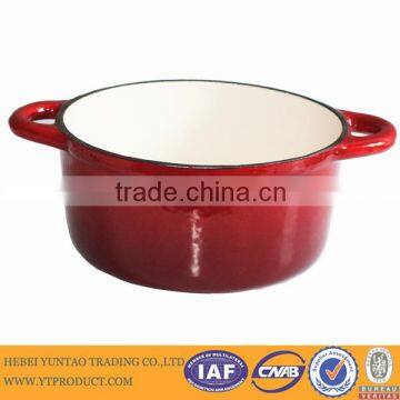 2015 new customized round cast iron cassrole home cookware in red