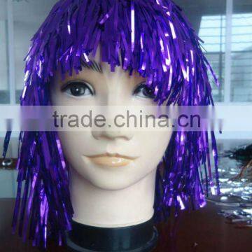 best selling party decoration PET and PE tinsel wig/party wig/tinsel wig