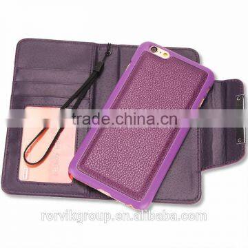 Hot selling wallet leather case with credit card slot wallet case For iPhone 6 plus