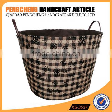 Brown color grid spiders printing design polyester laundry basket