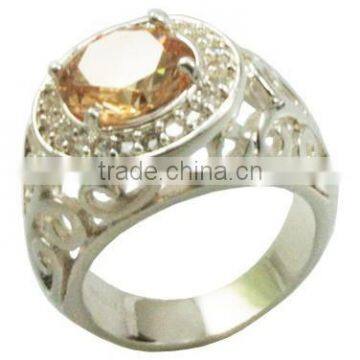 China silver gold plated rings with cz silver marcasite ring BR-01