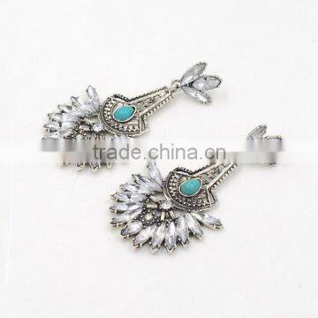 wholesale Good Quality Vintage Crystal Turquoise Tassels Dangle Earrings For Women